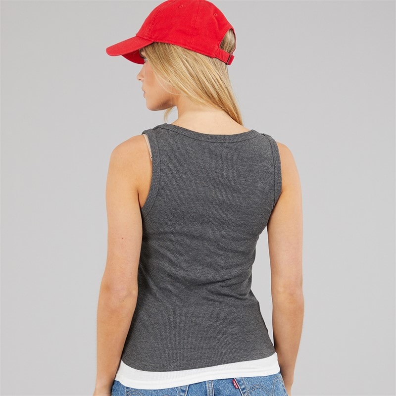 Brave Soul Womens Stella Vest Charcoal Marl/White - Image 2