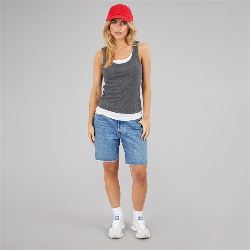 Brave Soul Womens Stella Vest Charcoal Marl/White - Image 3