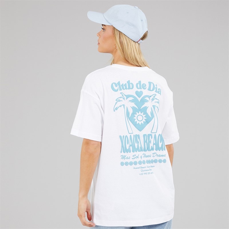 Brave Soul Womens Tulum Graphic T-Shirt White/Blue - Image 3