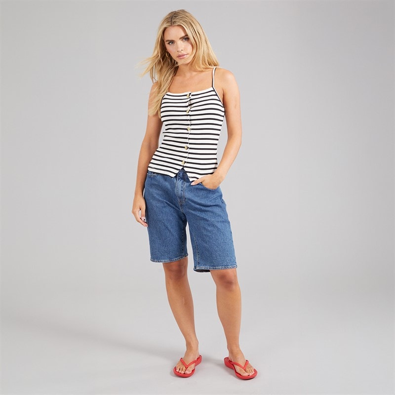 Brave Soul Womens Stripe Vest Cream/Black - Image 3