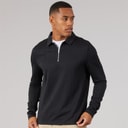 Brave Soul Mens Mellark Long Sleeve 1/4 Zip Polo Shirt Black