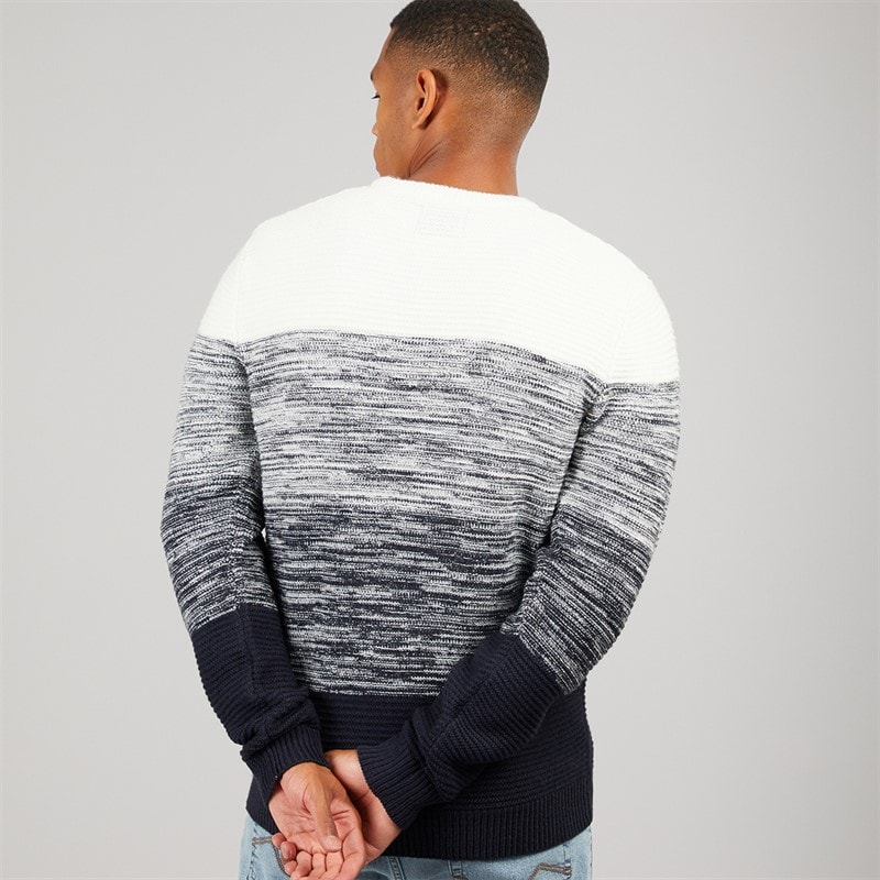 Brave Soul Mens Kilam Knitted Jumper Navy/Ecru - Image 2