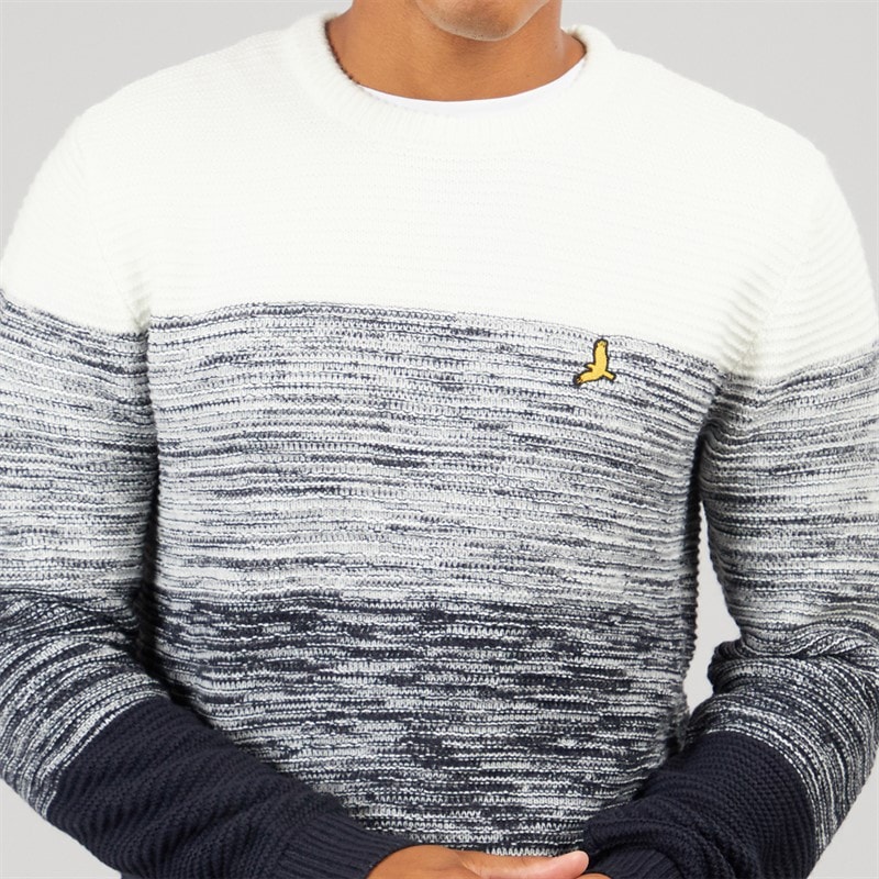 Brave Soul Mens Kilam Knitted Jumper Navy/Ecru - Image 3