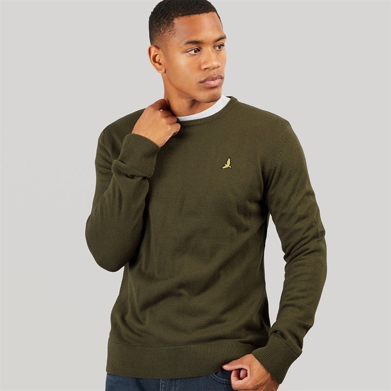 Brave Soul Mens Hybrid Knitted Jumper Khaki - Image 1