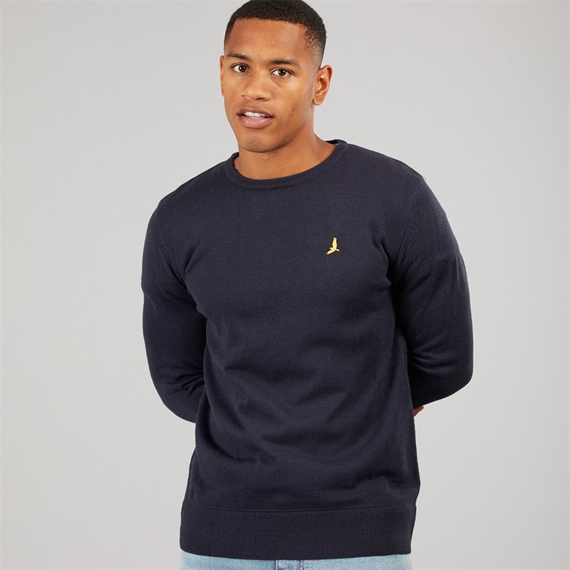 Brave Soul Mens Hybrid Knitted Jumper Navy