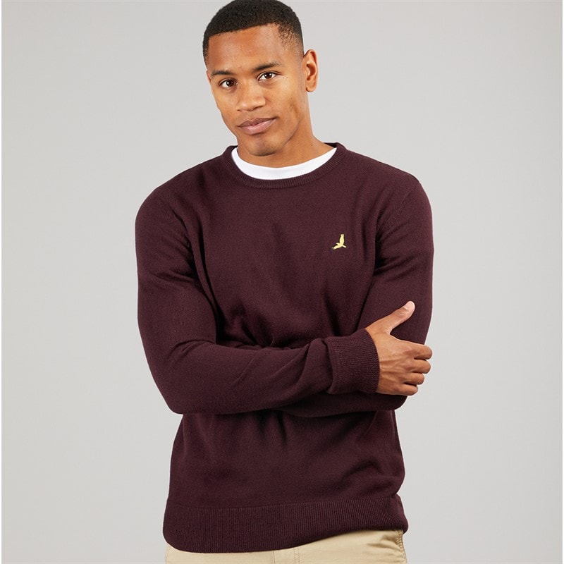 Brave Soul Mens Hybrid Knitted Jumper Oxblood - Image 1