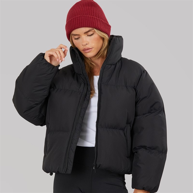 Brave Soul Womens Ramblin Short Puffer Jacket Black - Image 1