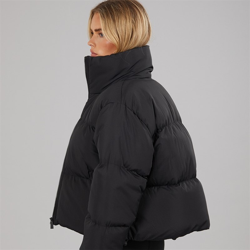 Brave Soul Womens Ramblin Short Puffer Jacket Black - Image 2