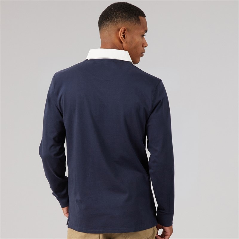 Brave Soul Mens Zeman Rugby Shirt Navy/Optic White - Image 2