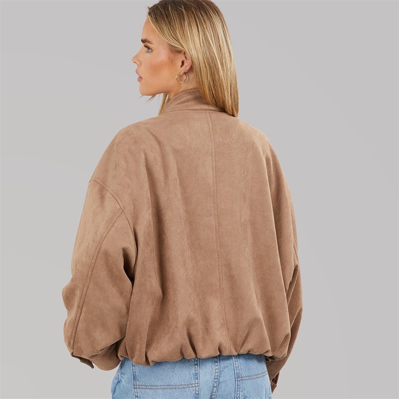 Brave Soul Womens Lenora Faux Suede Jacket Taupe - Image 2