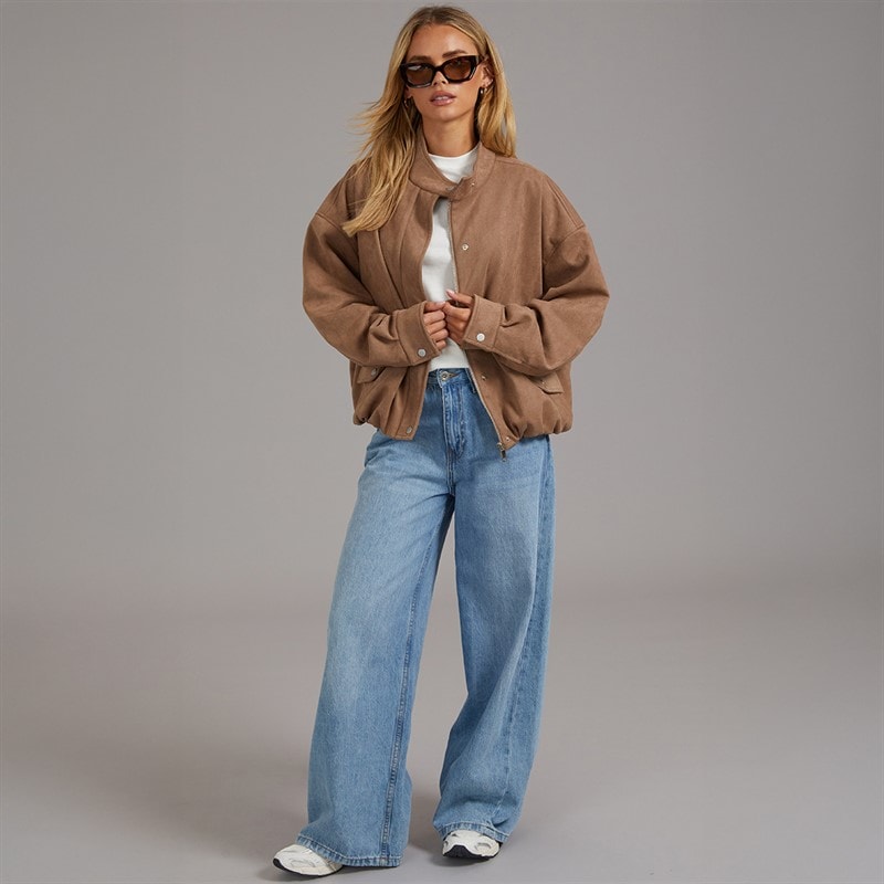 Brave Soul Womens Lenora Faux Suede Jacket Taupe - Image 3