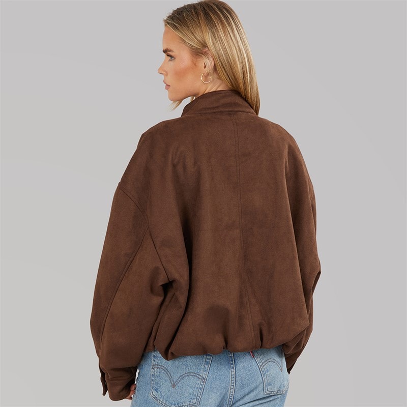 Brave Soul Womens Lenora Faux Suede Jacket Chocolate - Image 3