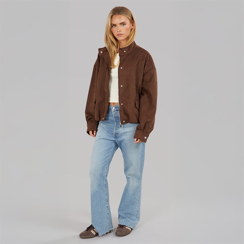 Brave Soul Womens Lenora Faux Suede Jacket Chocolate - Image 4