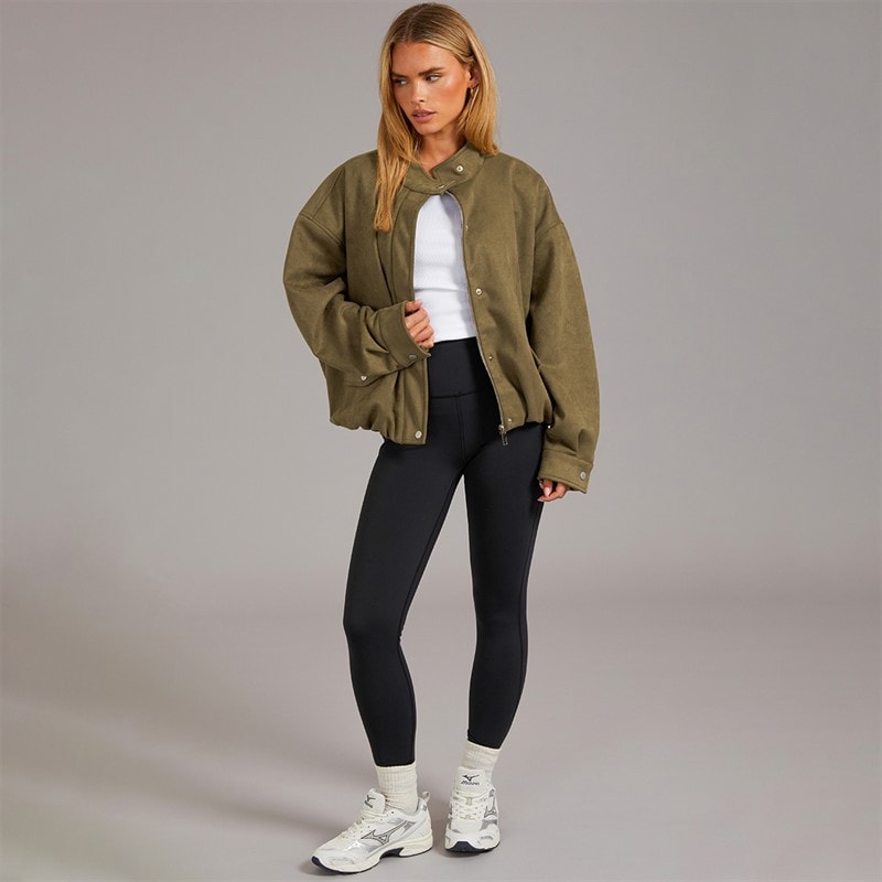 Brave Soul Womens Lenora Faux Suede Jacket Khaki - Image 4