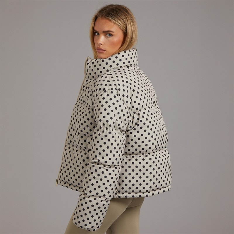 Brave Soul Womens Riva Spot Puffer Jacket Cream/Black - Image 2