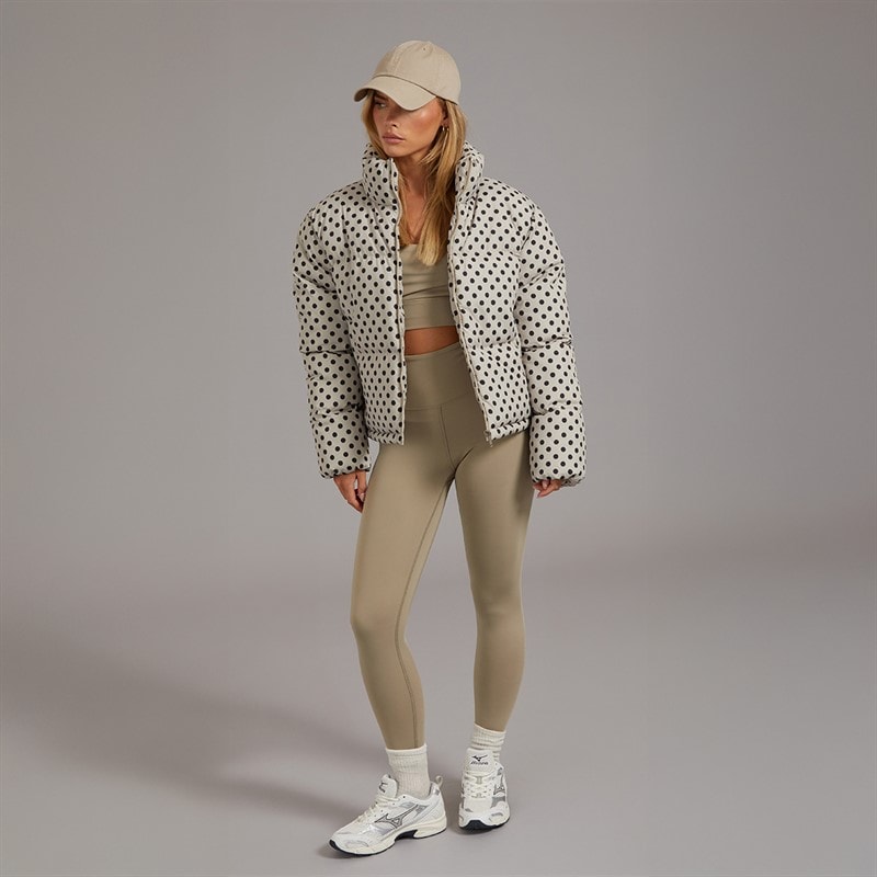 Brave Soul Womens Riva Spot Puffer Jacket Cream/Black - Image 3