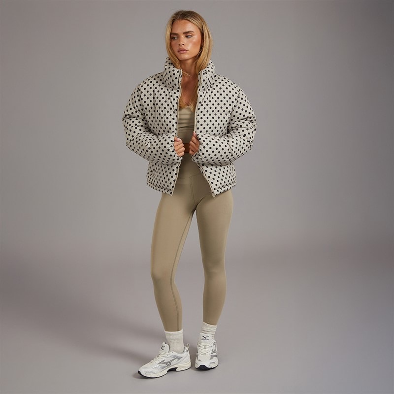 Brave Soul Womens Riva Spot Puffer Jacket Cream/Black - Image 4