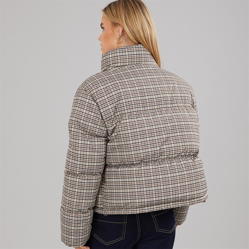 Brave Soul Womens Riva Check Heritage Puffer Jacket Multi - Image 2