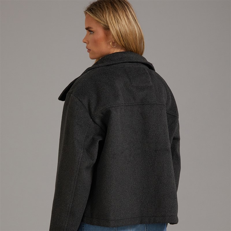 Brave Soul Womens Tilde Funnel Neck Jacket Grey - Image 3