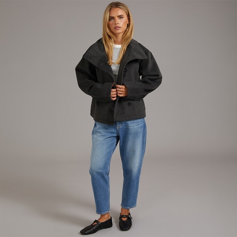 Brave Soul Womens Tilde Funnel Neck Jacket Grey - Image 4