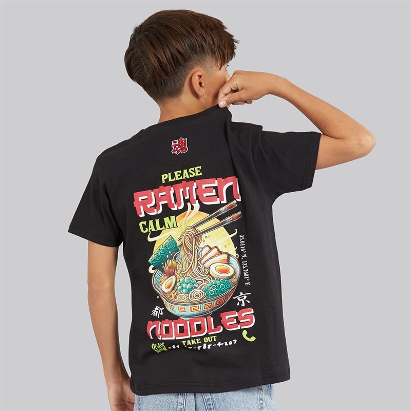 Brave Soul Boys Scran T-Shirt Jet Black/Multi Colour