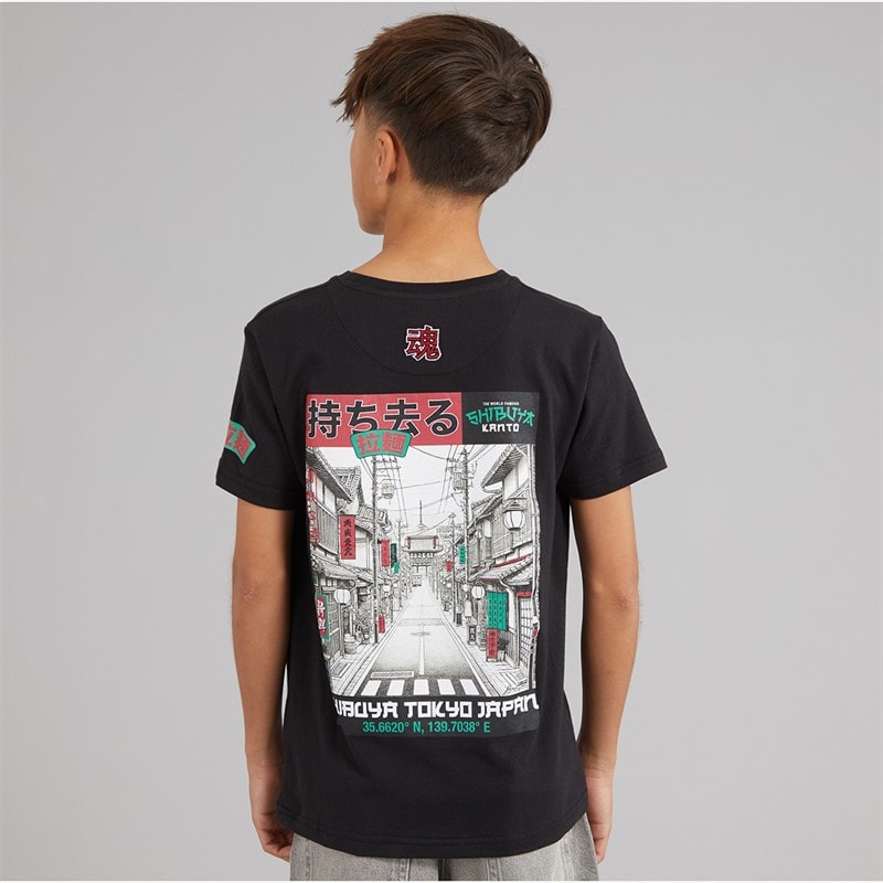 Brave Soul Boys Ameyoko T-Shirt Jet Black/Multi Colour - Image 3
