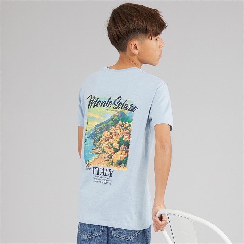 Brave Soul Boys Solaro T-Shirt Light Blue/Multi-Colour
