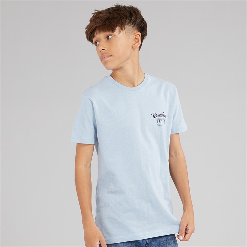 Brave Soul Boys Solaro T-Shirt Light Blue/Multi-Colour - Image 2