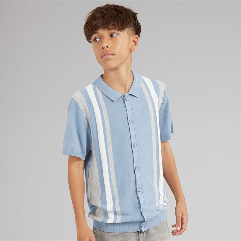 Brave Soul Boys Woodhay Polo Shirt Steel Blue