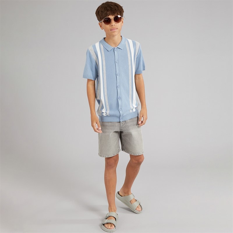 Brave Soul Boys Woodhay Polo Shirt Steel Blue - Image 3