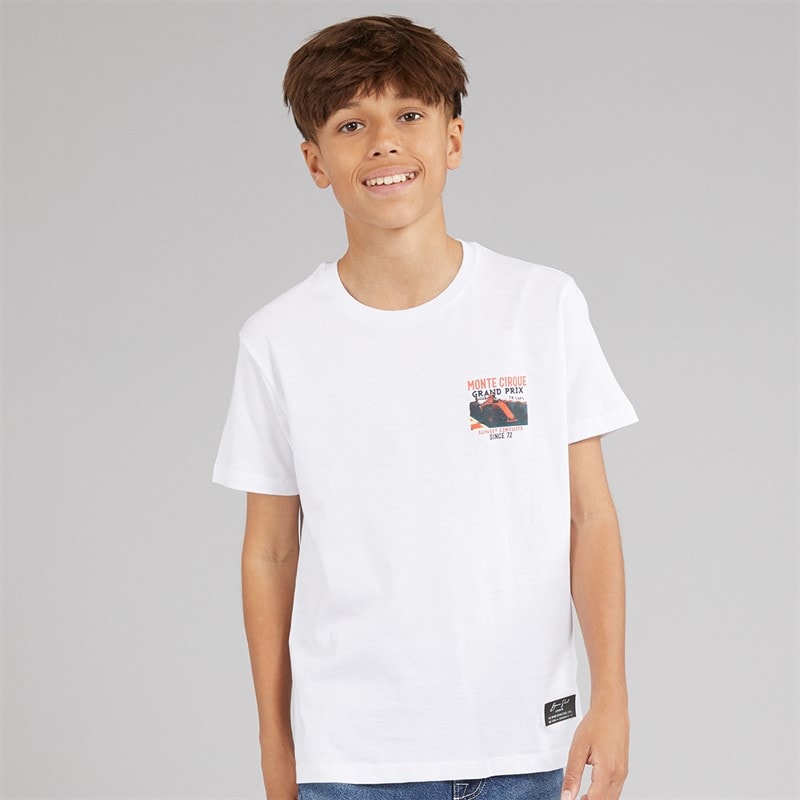 Brave Soul Boys Meyan T-Shirt Optic White/Multi Colour - Image 2