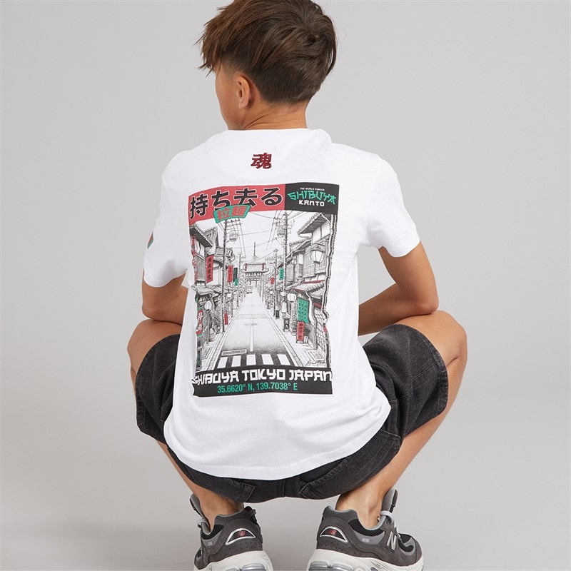 Brave Soul Boys Ameyoko T-Shirt Optic White/Multi Colour