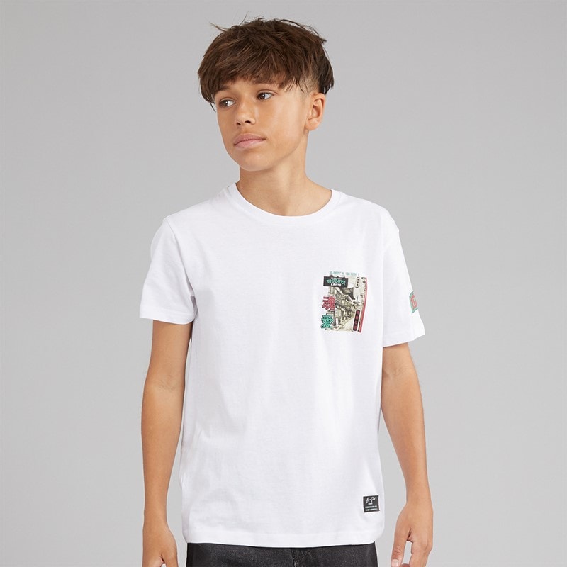 Brave Soul Boys Ameyoko T-Shirt Optic White/Multi Colour - Image 2