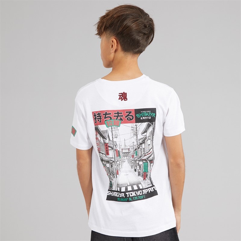 Brave Soul Boys Ameyoko T-Shirt Optic White/Multi Colour - Image 3