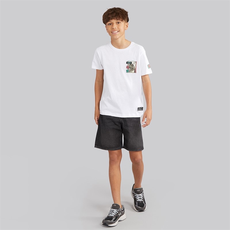 Brave Soul Boys Ameyoko T-Shirt Optic White/Multi Colour - Image 4