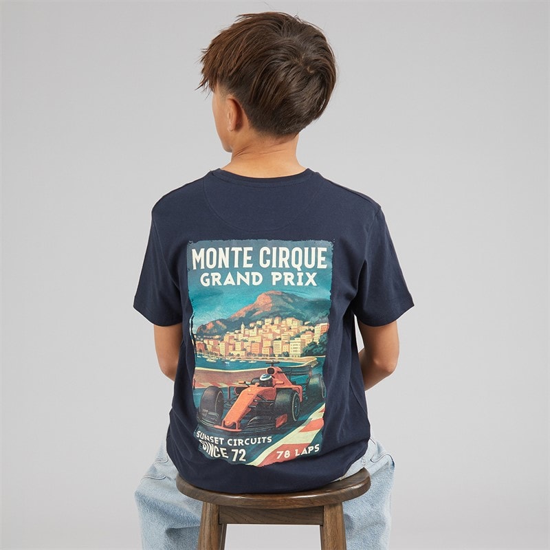 Brave Soul Boys Meyan T-Shirt Navy/Multi Colour Print Navy/Multi-Colour Print