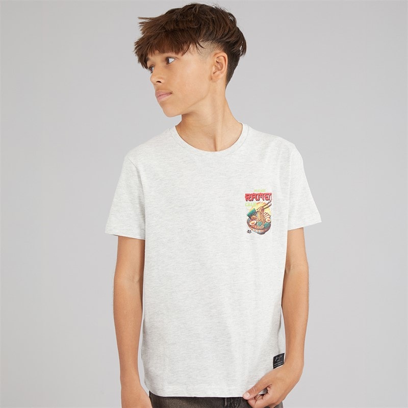 Brave Soul Boys Scran T-Shirt Ecru Marl/Multi Colour - Image 2