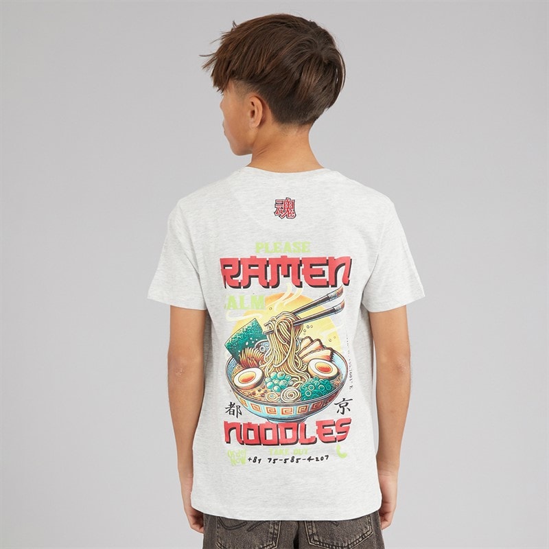 Brave Soul Boys Scran T-Shirt Ecru Marl/Multi Colour - Image 3
