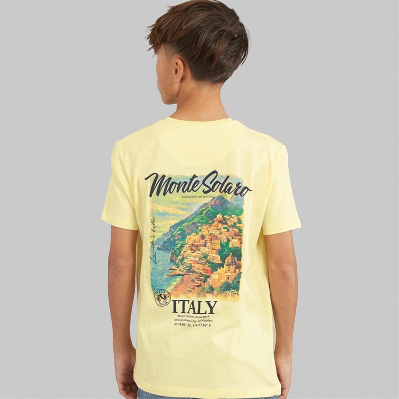 Brave Soul Boys Solaro T-Shirt Lemon/Multi Colour Print - Image 3
