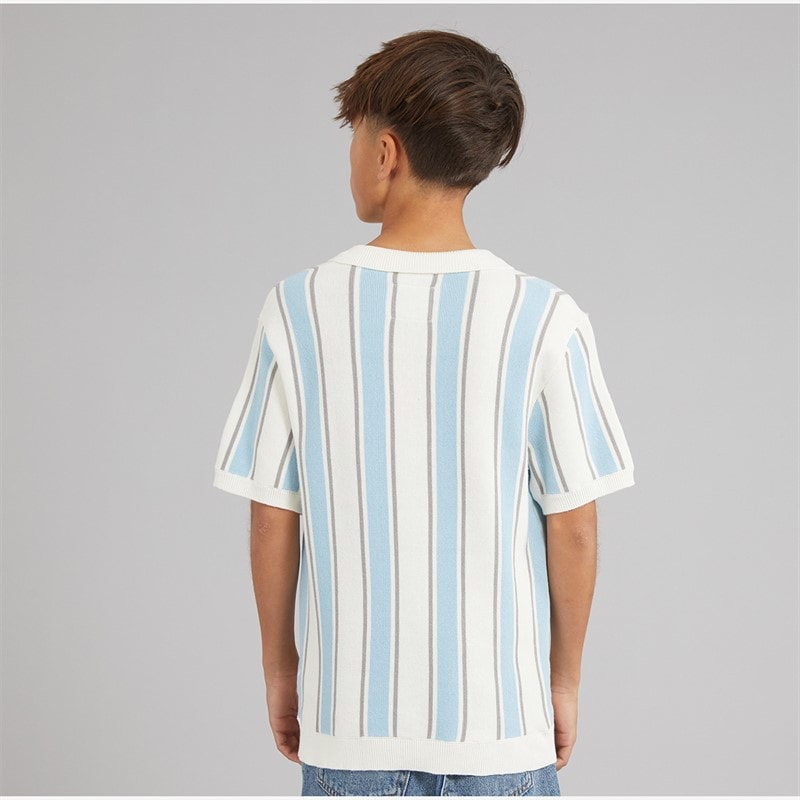 Brave Soul Boys Rialto Polo Shirt Cream/Pale Blue/Lt Grey - Image 2
