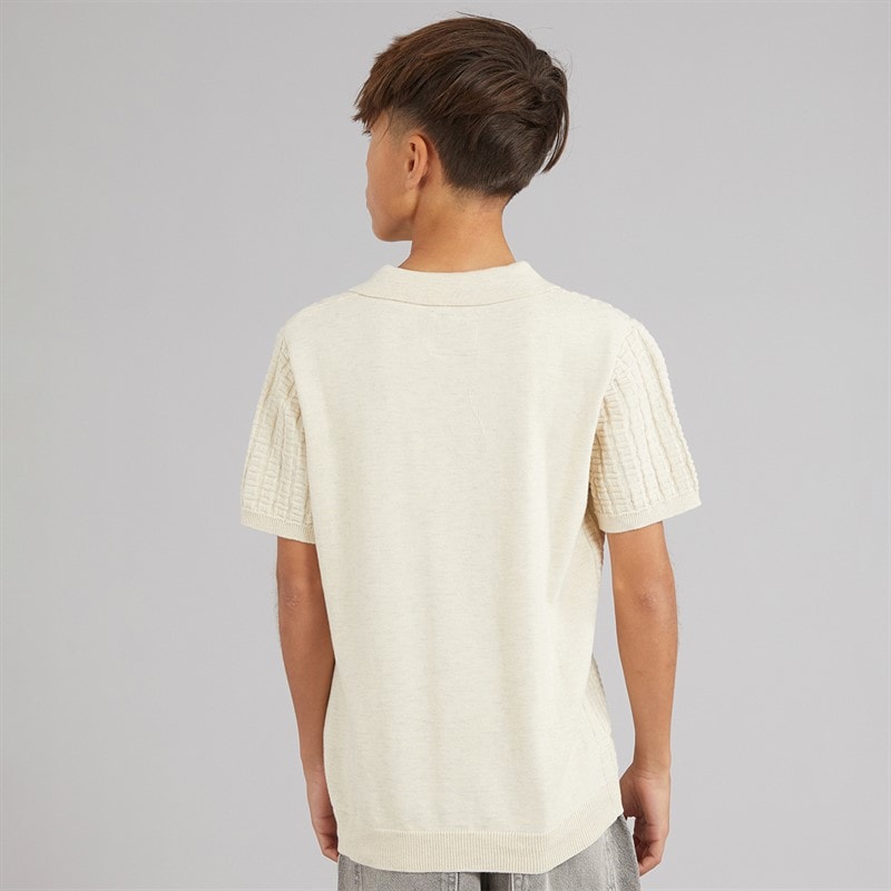 Brave Soul Boys Seeger Polo Shirt Ecru Marl - Image 2