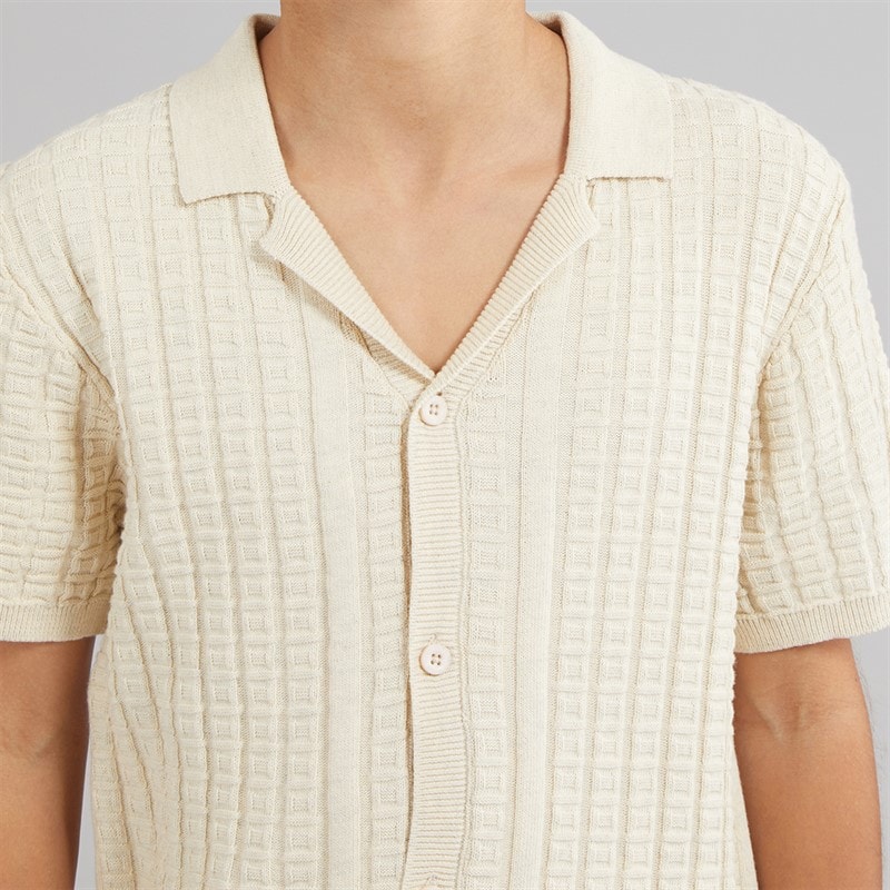Brave Soul Boys Seeger Polo Shirt Ecru Marl - Image 3