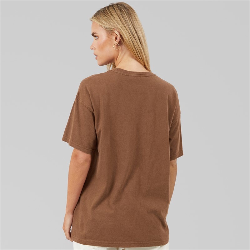 Brave Soul Womens Brooklyn T-Shirt Brown Acid Wash - Image 2