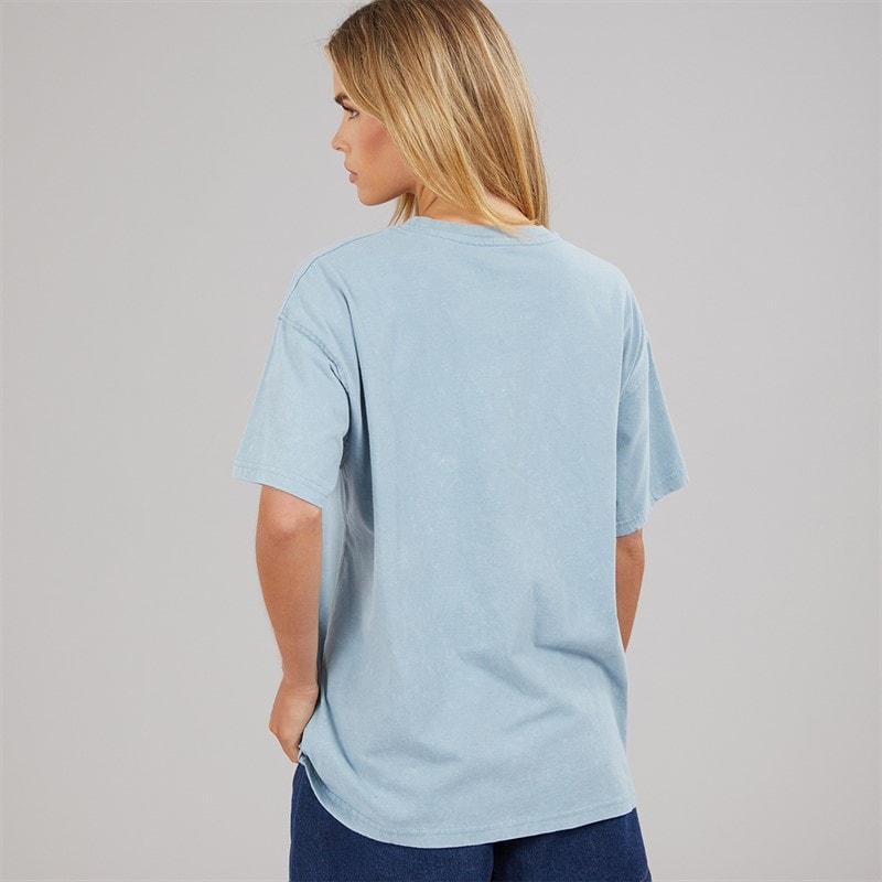 Brave Soul Womens Day Dreamer T-Shirt Blue Acid Wash - Image 2