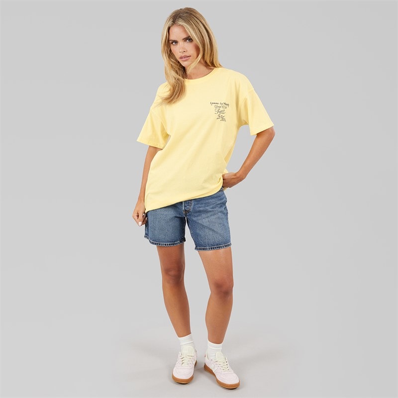 Brave Soul Womens Louvre T-Shirt Yellow/Blue Body/Print - Image 4