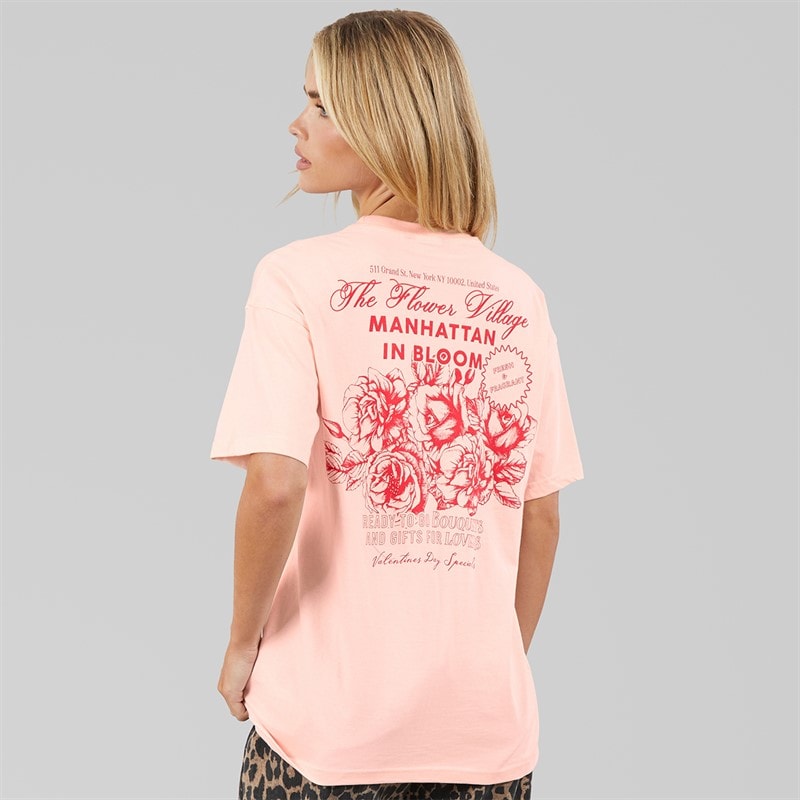 Brave Soul Womens Bloom T-Shirt Pink/Red Body/Print - Image 3