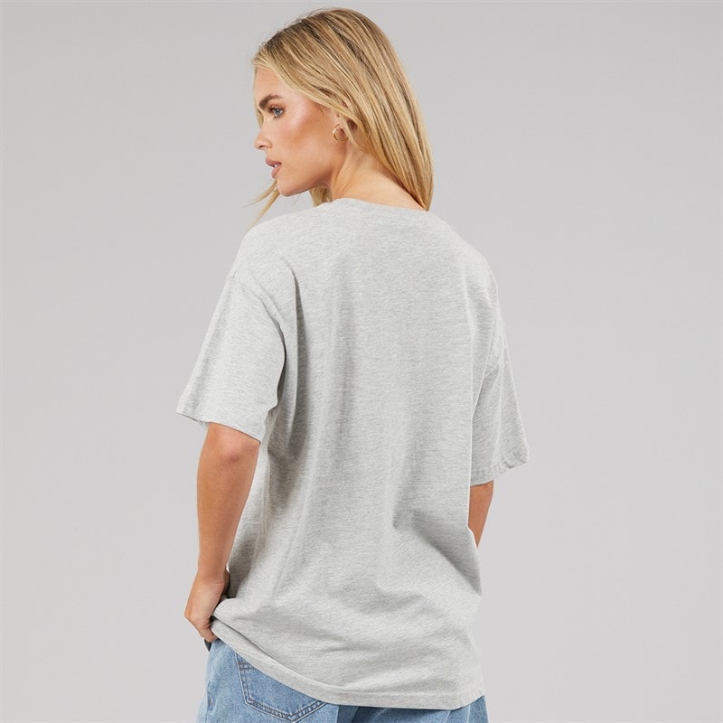 Brave Soul Womens Los Angeles T-Shirt Grey Marl/Green/Gold - Image 2