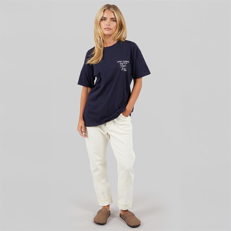 Brave Soul Womens Louvre T-Shirt Navy/Pink Body/Print - Image 4