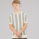 Brave Soul Boys Gillam Knitted T-Shirt Cream/Light Green/Mid Green