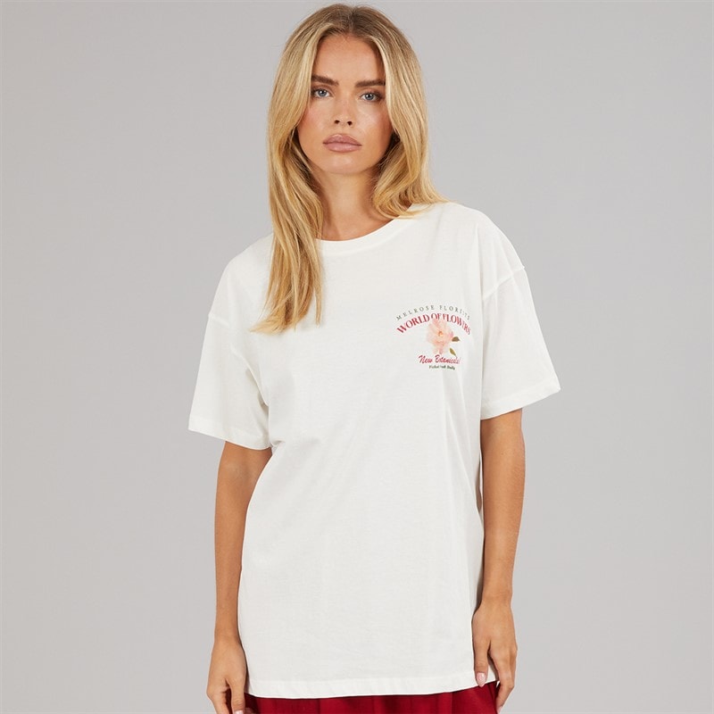 Brave Soul Womens Bloom Print T-Shirt Cream - Image 2